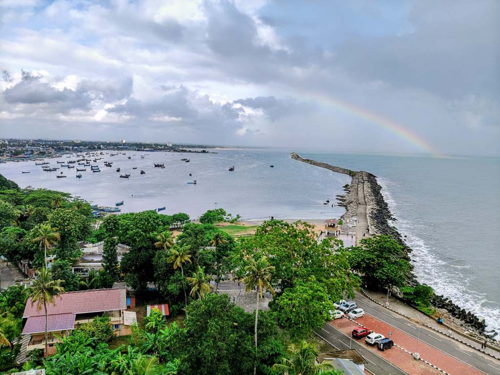 Thangasserry Breakwater Tourism Park as seen from Thangasserry Lighthouse. (Photo taken on July 6, 2025.)