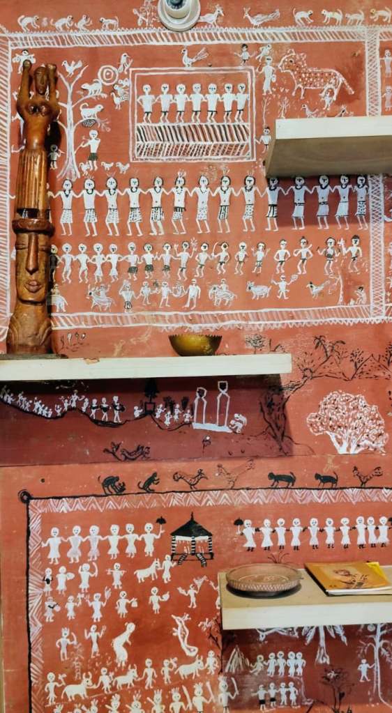 Wall paintings and sculptures at 8 Point Art Cafe. 