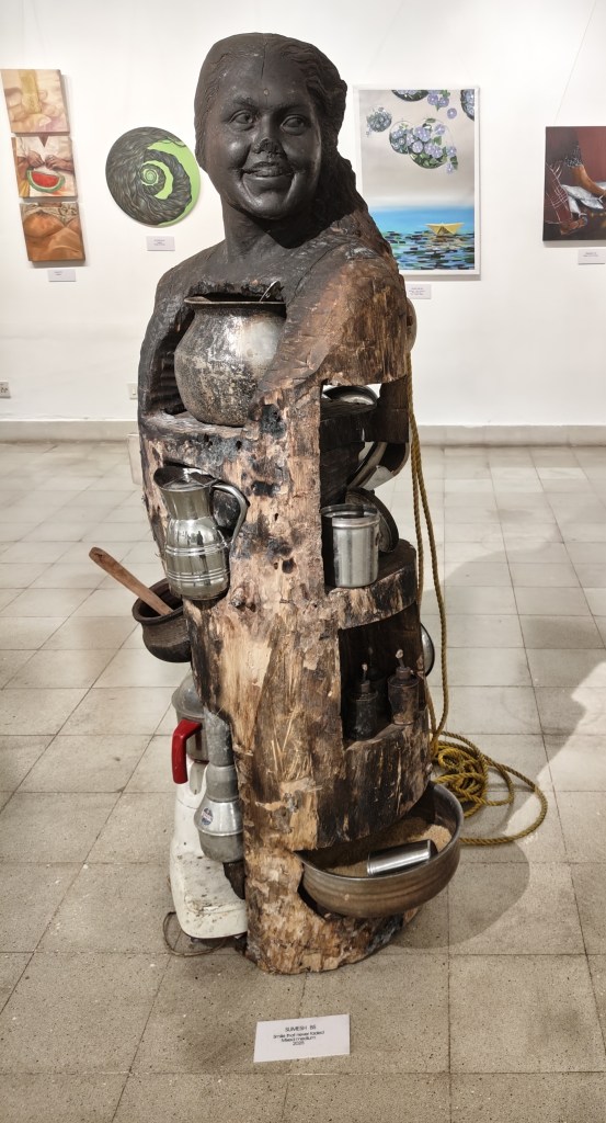 A sculpture depicting how women are hollowed out by patriarchy