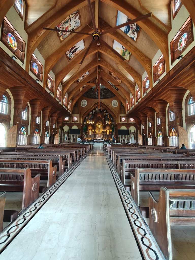 Inside Vettucaud Church - a spiritual haven. 