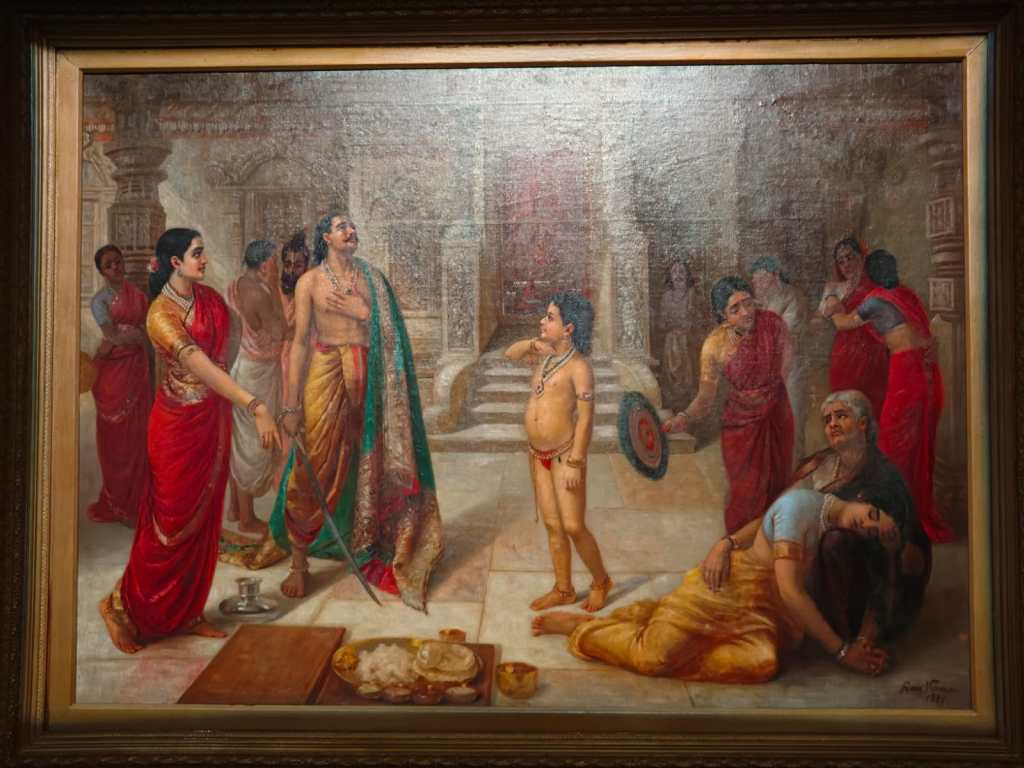 Rukmangada and Mohini, a Ravi Varma Painting