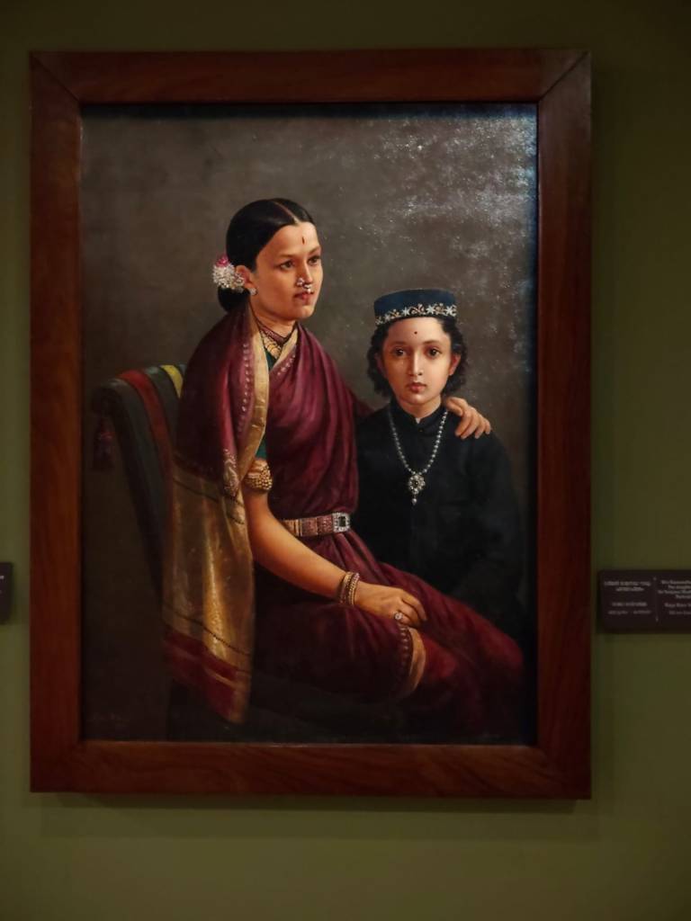The lusciousness of colors - Mrs. Ramanadha Rao, a painting by Ravi Varma