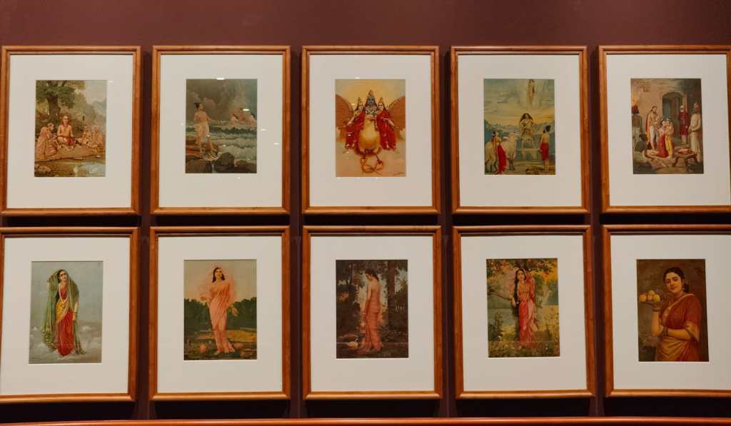 A Collage of Ravi Varma's oil paintings. 