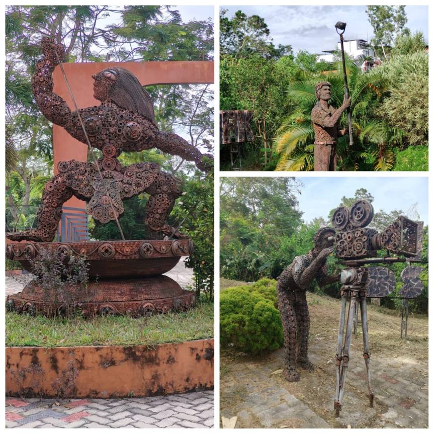 Art installations on the premises of Kerala Chalachithra Academy